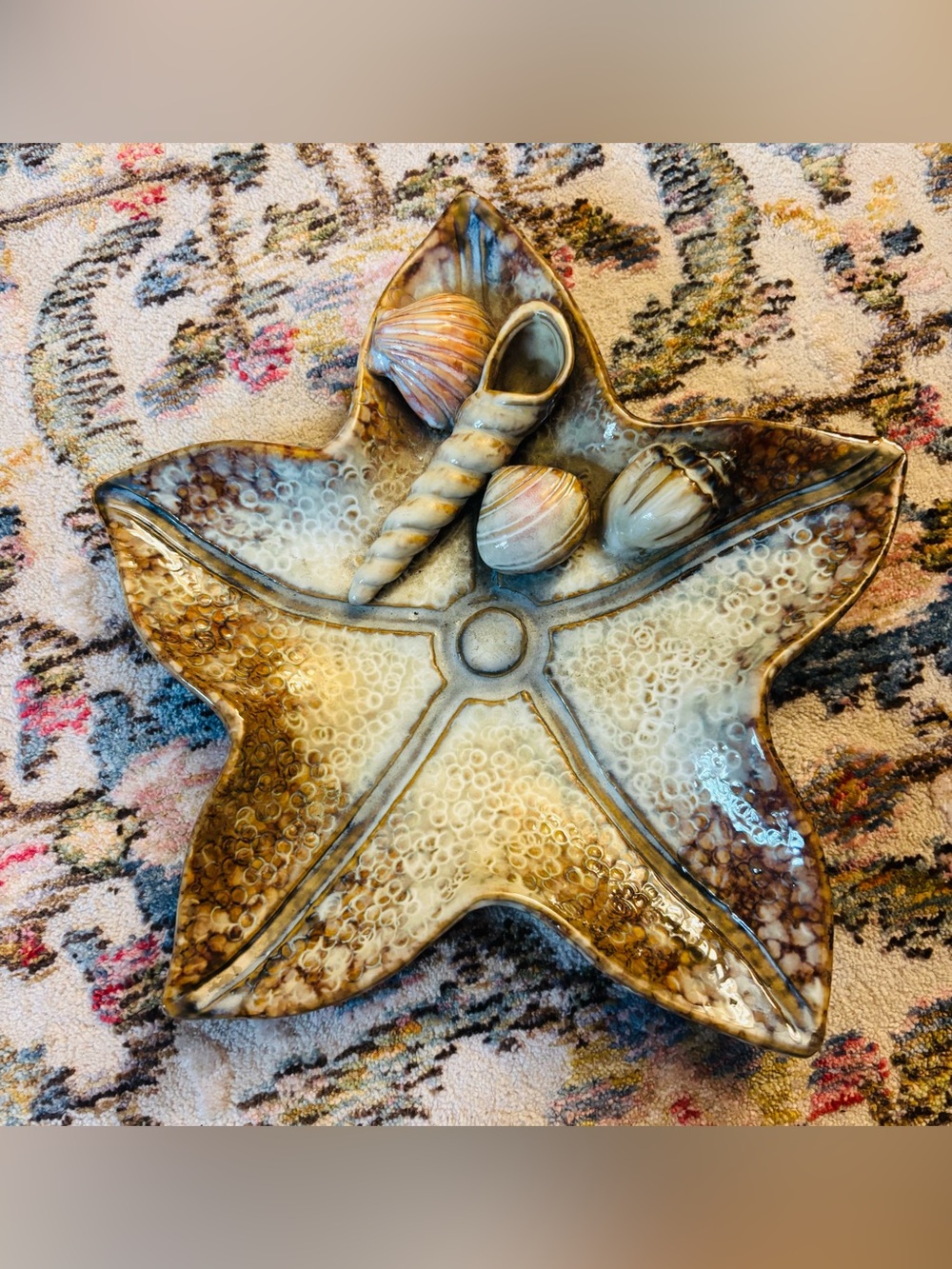 Vintage Ceramic Starfish & Seashell Trinket Dish